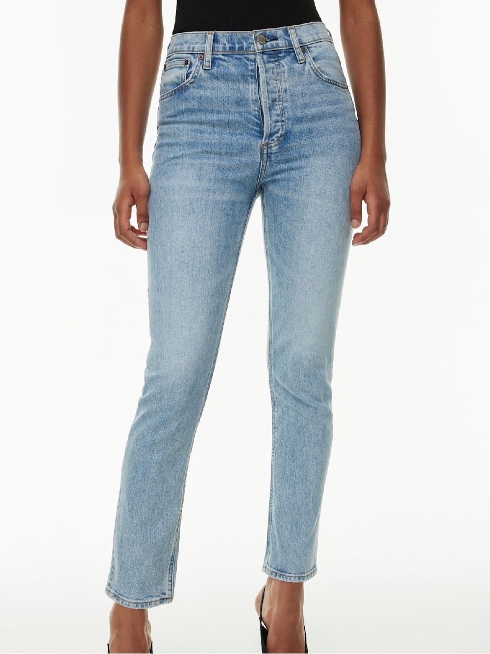 Denim Forum Light Blue High-Rise Straight Jeans